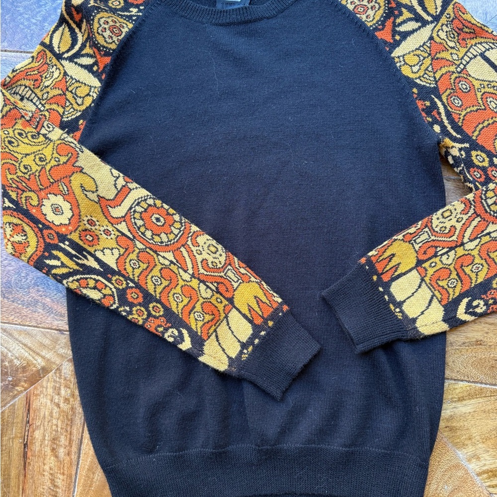 Women’s James Coviello Black Sweater with Vibrant Patterned